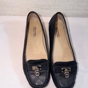 Michael Kors Black Leather MK Charm Loafers - Women's